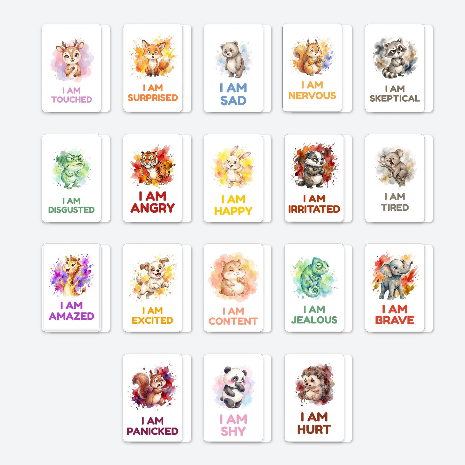 18 Animal Emotional Cards Cartoon Watercolor Style Cute Animals English Emotional Vocabulary Cards RXHB0165
18 Animal Emotional Cards Cartoon Watercolor Style Cute Animals English Emotional Vocabulary Cards RXHB0165
