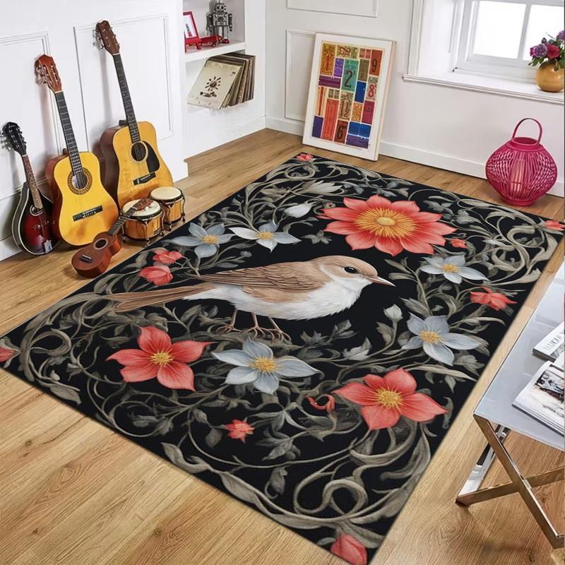 Vintage Botanical Bird & Flower Area Rug Dark Background Soft Non-Slip Carpet for Living Room Bedroom Study Elegant Home Decor 40x60CM
Vintage Botanical Bird & Flower Area Rug Dark Background Soft Non-Slip Carpet for Living Room Bedroom Study Elegant Home Decor 40x60CM