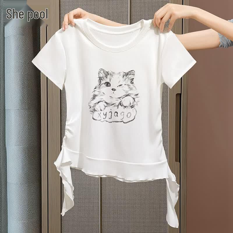 Women s Ruffled Printed Short Sleeve T-Shirt L
Women s Ruffled Printed Short Sleeve T-Shirt L