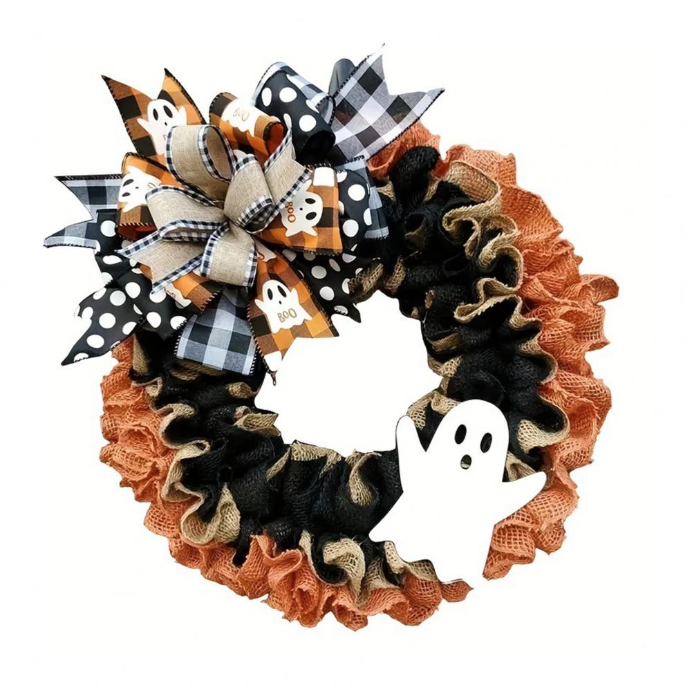 Happy Halloween Decorations Rustic Halloween Ghost Wreath with Plaid Bow for Farmhouse Porch Decor Spooky Front Door Decoration
Happy Halloween Decorations Rustic Halloween Ghost Wreath with Plaid Bow for Farmhouse Porch Decor Spooky Front Door Decoration