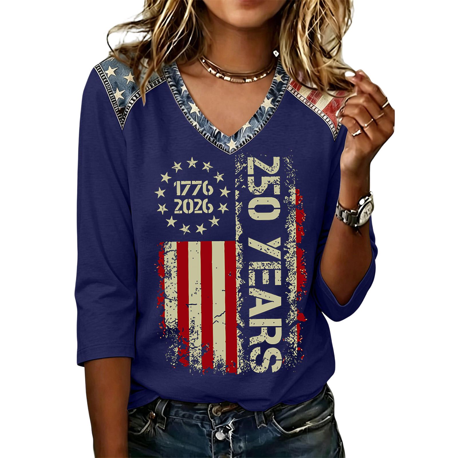 Womens Casual V Neck Top 250 Years 1776 2026 Printed Loose Fit Shirt Half Sleeve Patriotic Graphic Tee Comfortable Pullover M Темно-синій
Womens Casual V Neck Top 250 Years 1776 2026 Printed Loose Fit Shirt Half Sleeve Patriotic Graphic Tee Comfortable Pullover M Темно-синій