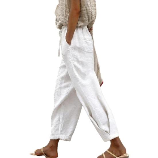 Women Pants High Waisted Adjustable Drawstring Loose Fit Wide Leg Trousers with Pockets Pure Color Casual Summer Trousers S білий
Women Pants High Waisted Adjustable Drawstring Loose Fit Wide Leg Trousers with Pockets Pure Color Casual Summer Trousers S білий