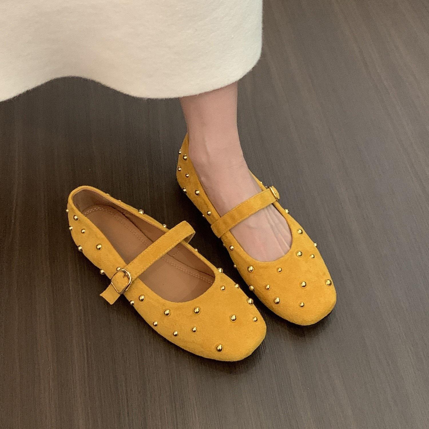Rivet round head shallow mouth single shoes femininity ballet shoes flat Mary Jane shoes 35
Rivet round head shallow mouth single shoes femininity ballet shoes flat Mary Jane shoes 35