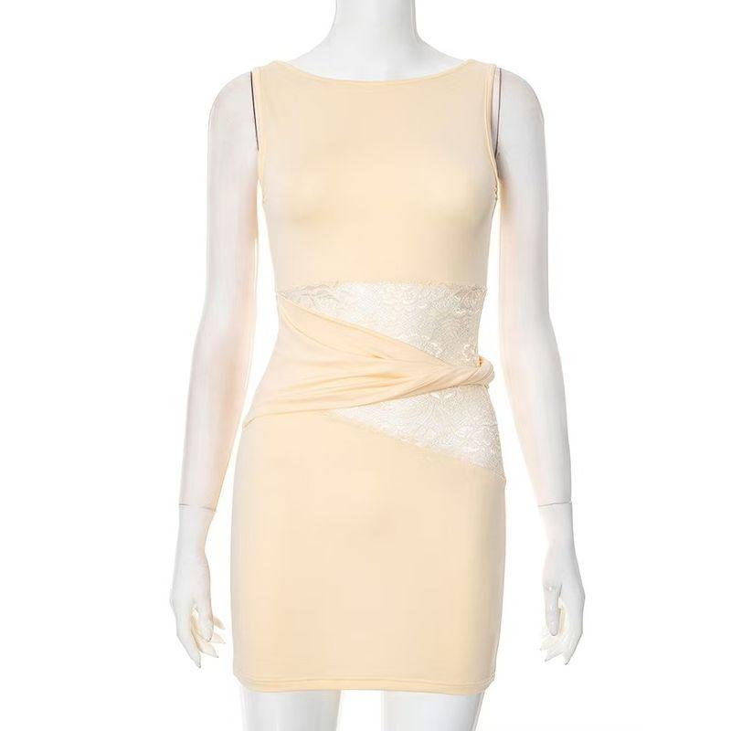 Fashion Wind Fashion Sexy Lace Stitching Waist Twist Ring Dress Sexy Lace Hollow Dress Apricot color L
Fashion Wind Fashion Sexy Lace Stitching Waist Twist Ring Dress Sexy Lace Hollow Dress Apricot color L