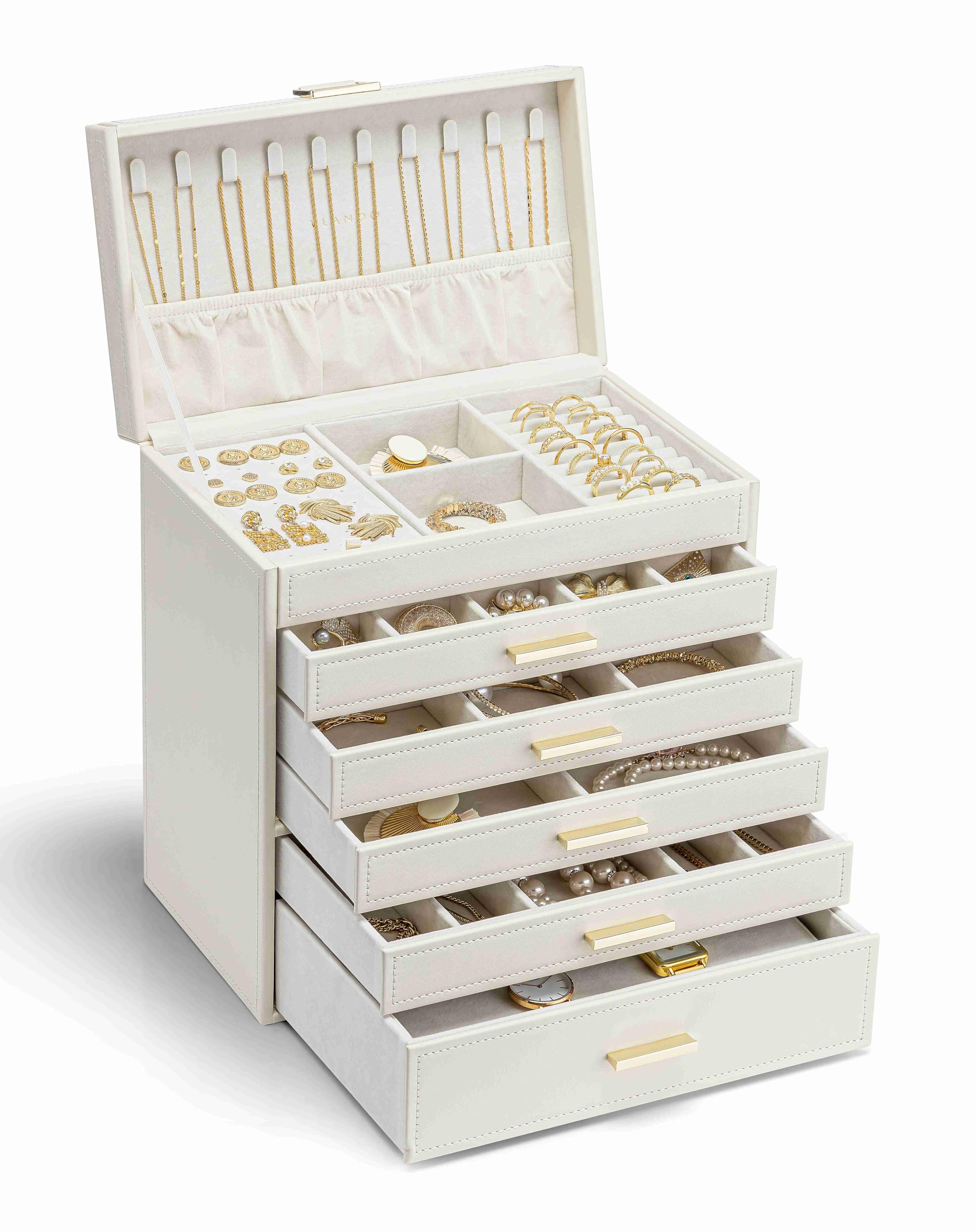 Vlando Large Capacity Jewelry Box with 6 Drawers for and Watches Earrings, Necklaces, Rings, (Ivory) слонова кістка
Vlando Large Capacity Jewelry Box with 6 Drawers for and Watches Earrings, Necklaces, Rings, (Ivory) слонова кістка
