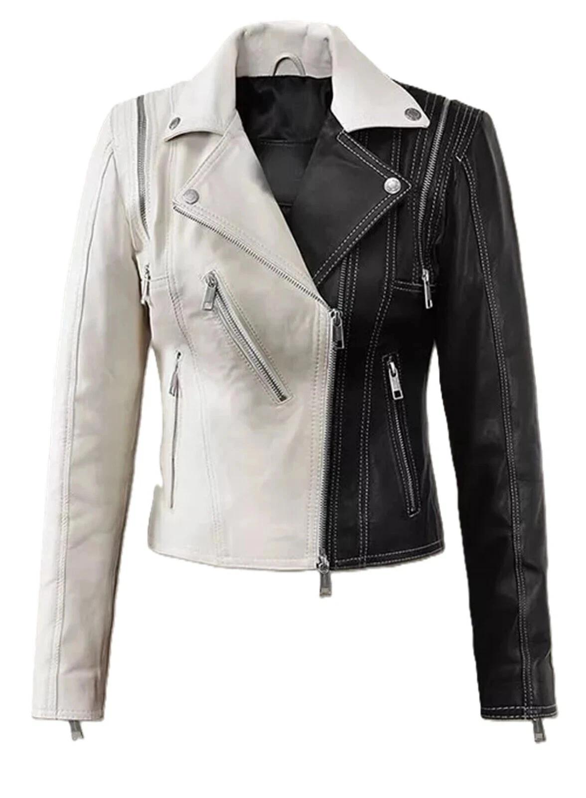 New Women Jacket Black & White Leather Lambskin Handmade Stylish Casual Biker S чорний/білий
New Women Jacket Black & White Leather Lambskin Handmade Stylish Casual Biker S чорний/білий