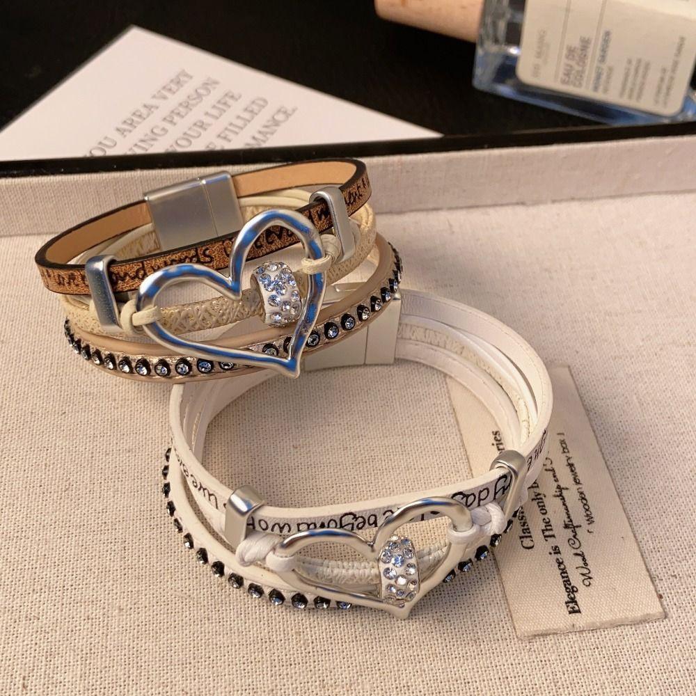 Gothic Rhinestone Leather Bracelet Punk Three Layers Bracelet Fashion Heart Bracelet Streetwear кавовий
Gothic Rhinestone Leather Bracelet Punk Three Layers Bracelet Fashion Heart Bracelet Streetwear кавовий