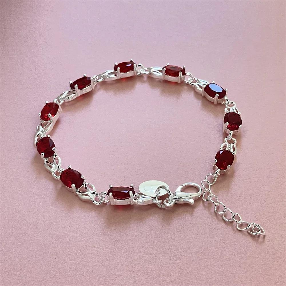 Exquisite and Elegant 925 Sterling Silver Red Zircon Bracelet, Fashionable and Versatile, Perfect Jewelry Gift 20cm
Exquisite and Elegant 925 Sterling Silver Red Zircon Bracelet, Fashionable and Versatile, Perfect Jewelry Gift 20cm