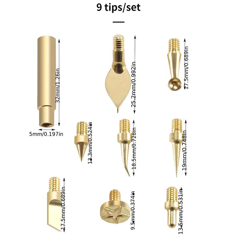 9Pcs/Set Heat Insert Nut Iron Tip Hot Melt Heat Set Insert Tool Soldering Iron Tip 3D Printing Brass Thread Embed Welding Kit
9Pcs/Set Heat Insert Nut Iron Tip Hot Melt Heat Set Insert Tool Soldering Iron Tip 3D Printing Brass Thread Embed Welding Kit