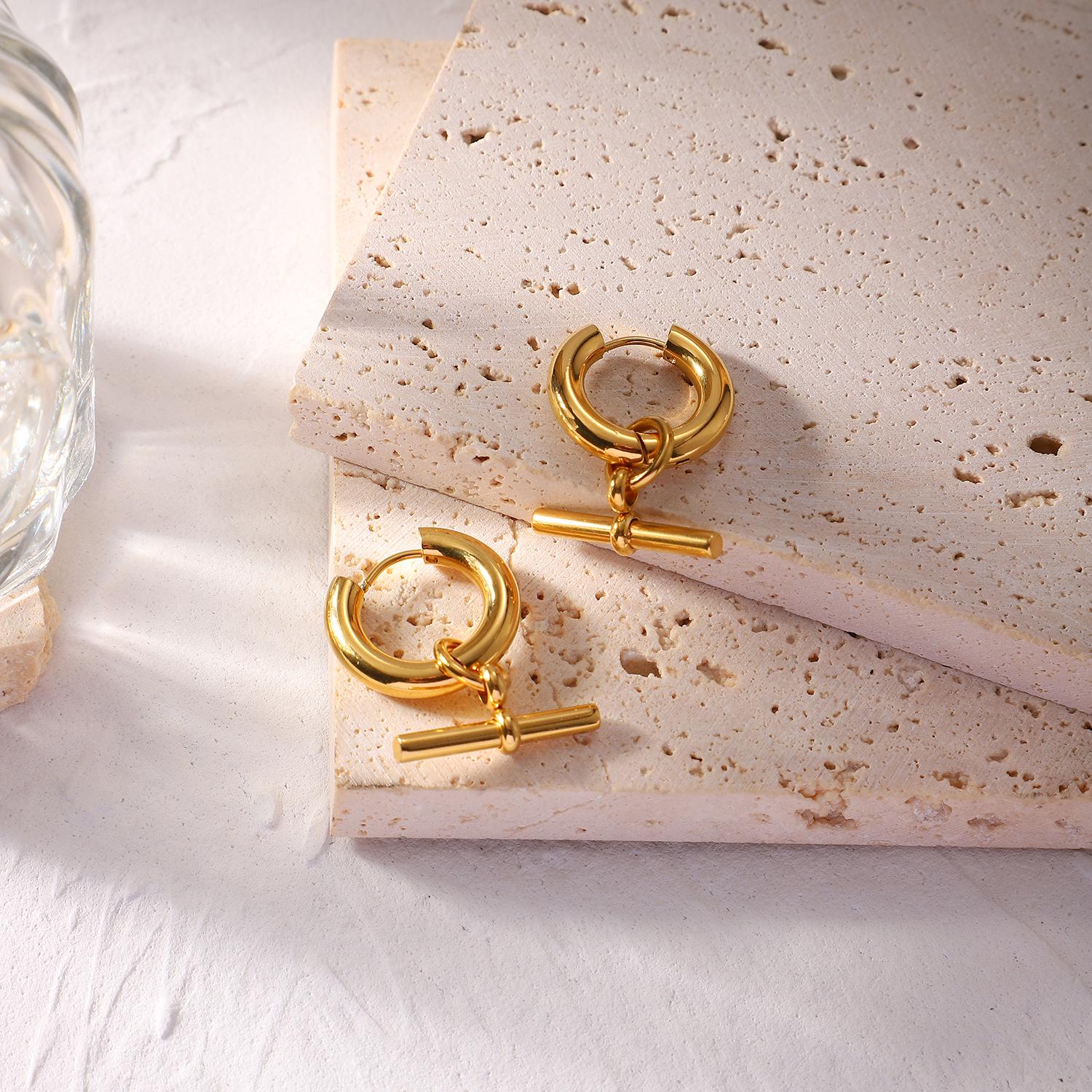 Trendy Geometric T-Bar Pendant Round Ring Detachable Gold Titanium Steel Earrings for Women
Trendy Geometric T-Bar Pendant Round Ring Detachable Gold Titanium Steel Earrings for Women