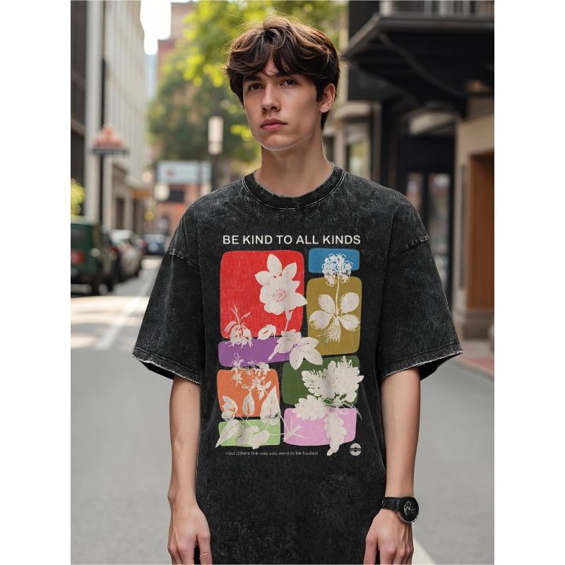 European Size Men S Vintage Water-Washed T-Shirt With Multicolor Floral Patchwork And Slogan Print | Casual Round Neck Tee, Fit For Casual Attire S чёрный
European Size Men S Vintage Water-Washed T-Shirt With Multicolor Floral Patchwork And Slogan Print | Casual Round Neck Tee, Fit For Casual Attire S чёрный