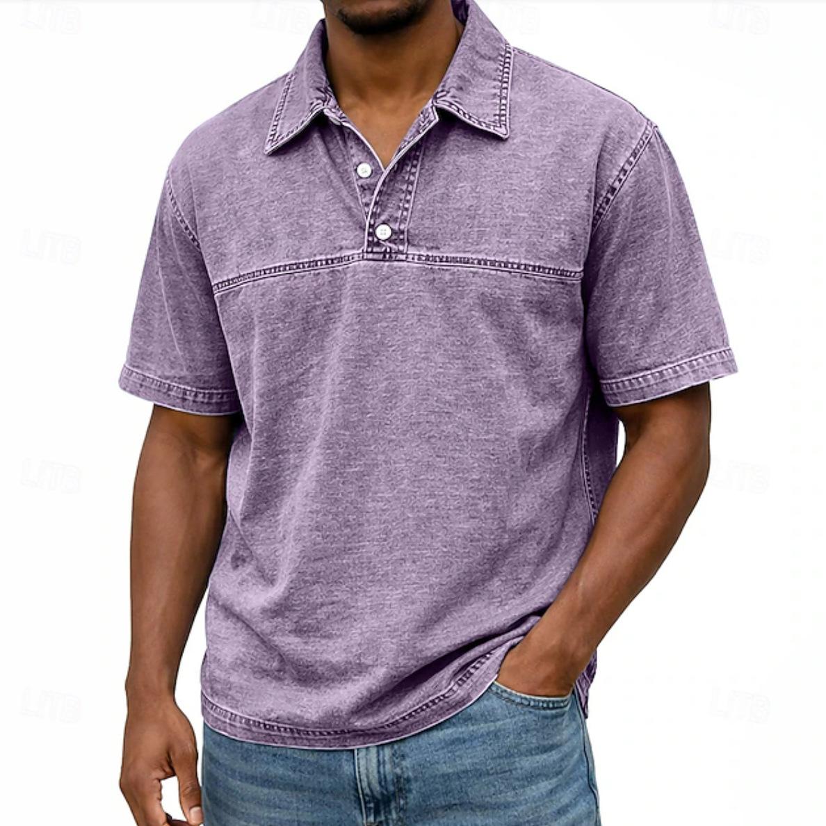 Summer Men s Retro Washed Cotton T-Shirt Casual Short Sleeve Button Lapel Tees Tops 2XL фіолетовий
Summer Men s Retro Washed Cotton T-Shirt Casual Short Sleeve Button Lapel Tees Tops 2XL фіолетовий