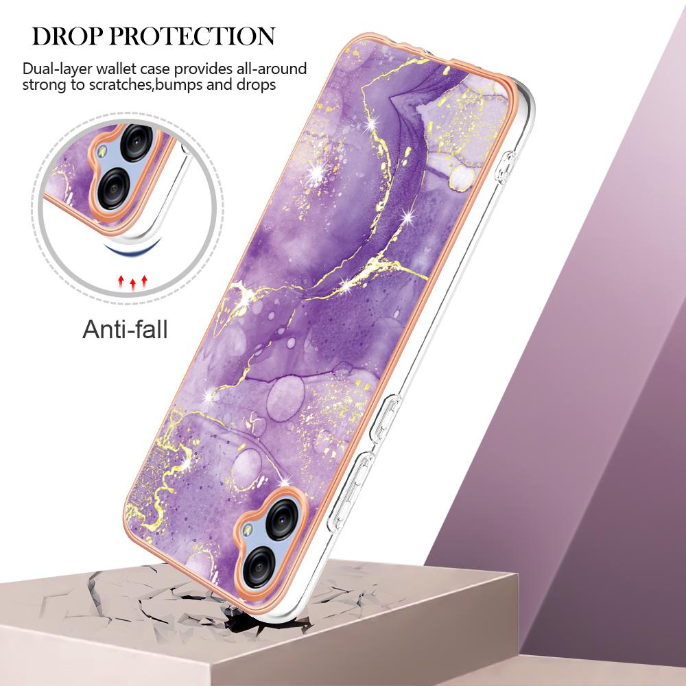 For Samsung Galaxy A04e 4G/F04 4G/M04 4G TPU Case with IMD Marble Pattern Electroplated Back Cover Purple 002
For Samsung Galaxy A04e 4G/F04 4G/M04 4G TPU Case with IMD Marble Pattern Electroplated Back Cover Purple 002
