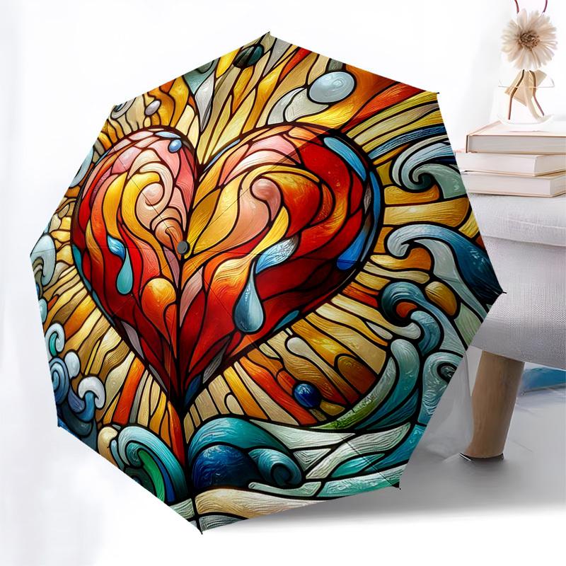 1pc Stained Glass Heart Auto-Folding Umbrella - Portable 3-Fold Design, 8-Bone Iron Frame Outdoor Umbrella, Perfect Gift for Fans, Travelers, Daily Us
1pc Stained Glass Heart Auto-Folding Umbrella - Portable 3-Fold Design, 8-Bone Iron Frame Outdoor Umbrella, Perfect Gift for Fans, Travelers, Daily Us