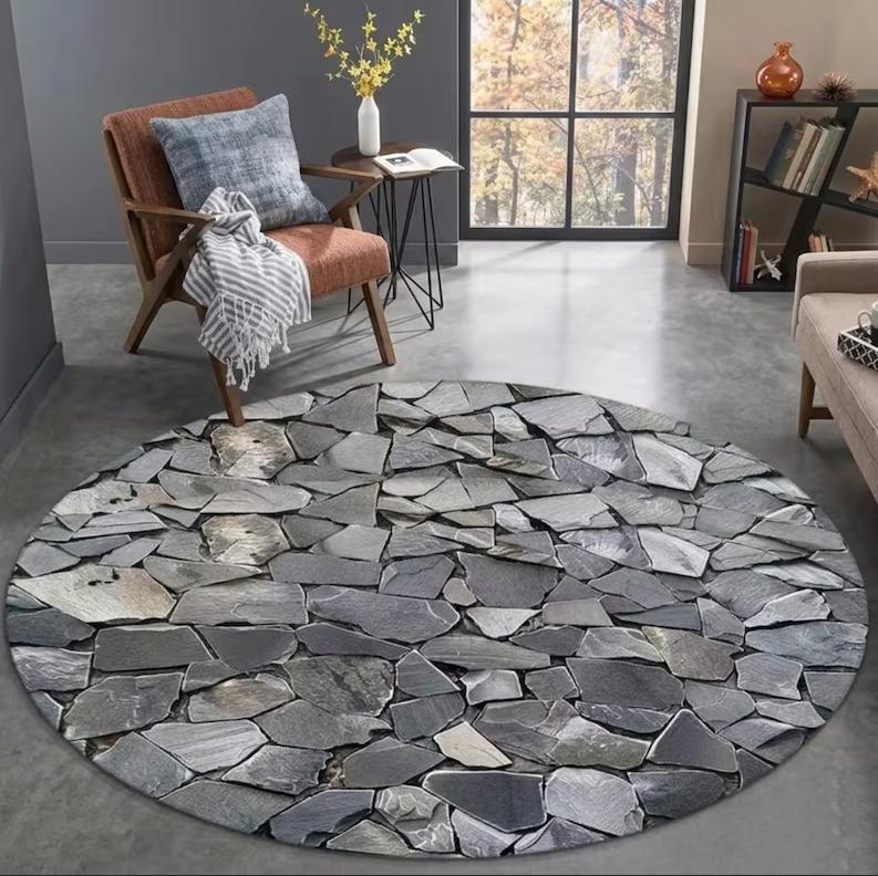 Colorful Pebble Round Rug Decorative Stone Pattern Rug Pebble Carpet Artistic Rock Design Rug Modern Abstract Area Rugs 80cm x 80cm
Colorful Pebble Round Rug Decorative Stone Pattern Rug Pebble Carpet Artistic Rock Design Rug Modern Abstract Area Rugs 80cm x 80cm