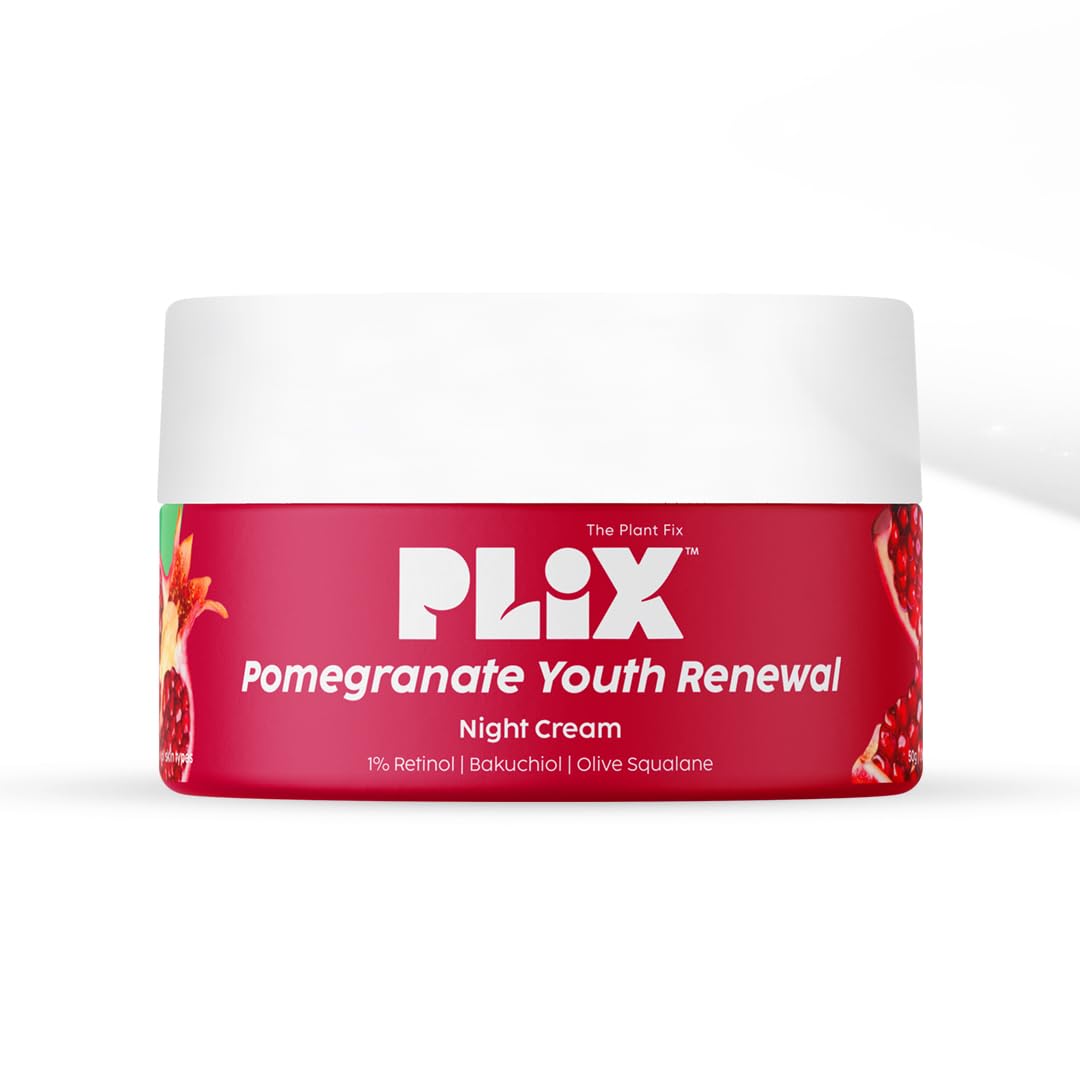 PLIX The Plant Fix Pomegranate Retinol Bakuchi Night Cream For Fine Lines Wrinkles Deep Moisture Glow 50 g
PLIX The Plant Fix Pomegranate Retinol Bakuchi Night Cream For Fine Lines Wrinkles Deep Moisture Glow 50 g