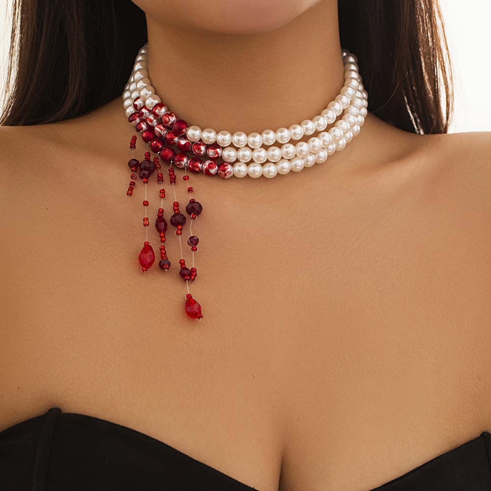 Imitation Pearl Gothic Blood Drop Necklace Halloween Choker Gothic Blood Drop Bracelet Lady
Imitation Pearl Gothic Blood Drop Necklace Halloween Choker Gothic Blood Drop Bracelet Lady