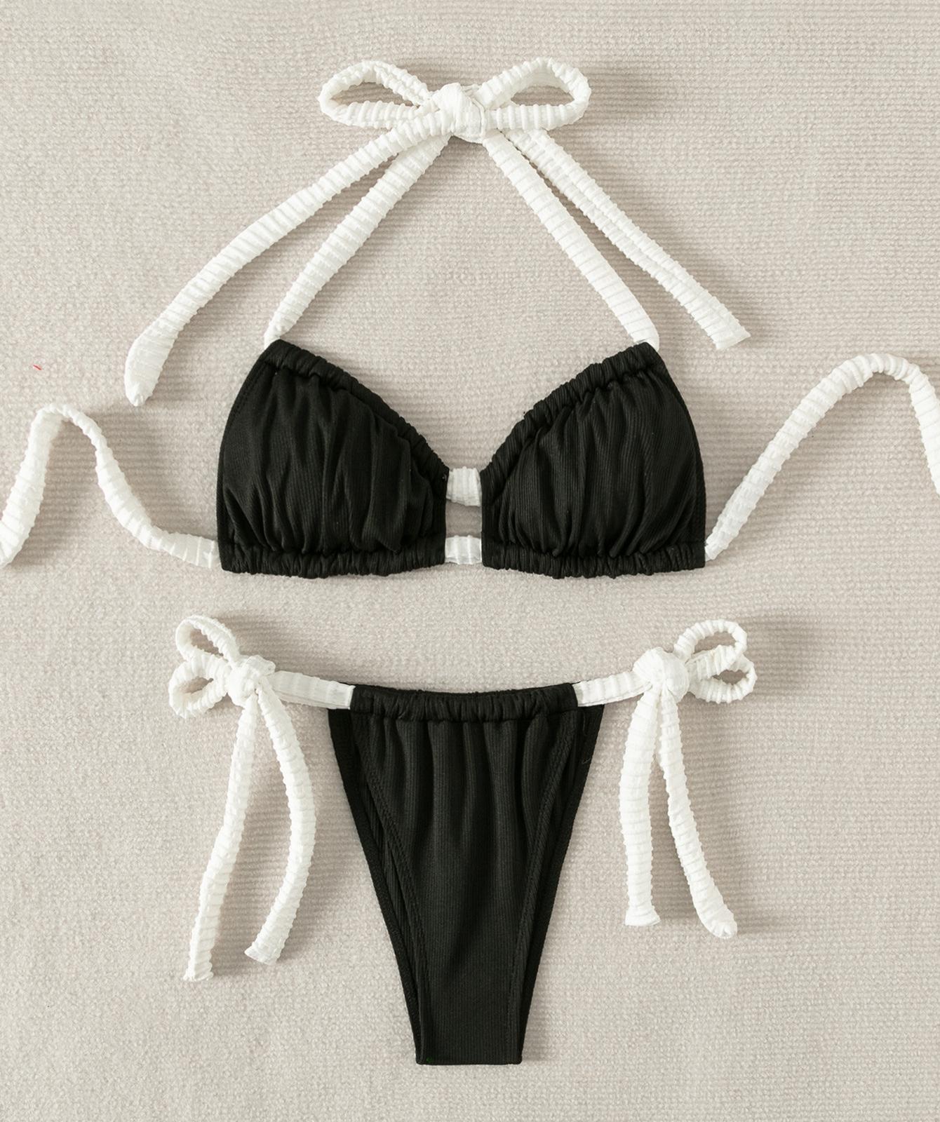 Жіночий купальник однотонний халтер з відкритою спиною на зав язках роздільний купальник бікіні пляжний одяг купальні костюми M чорний
Жіночий купальник однотонний халтер з відкритою спиною на зав язках роздільний купальник бікіні пляжний одяг купальні костюми M чорний