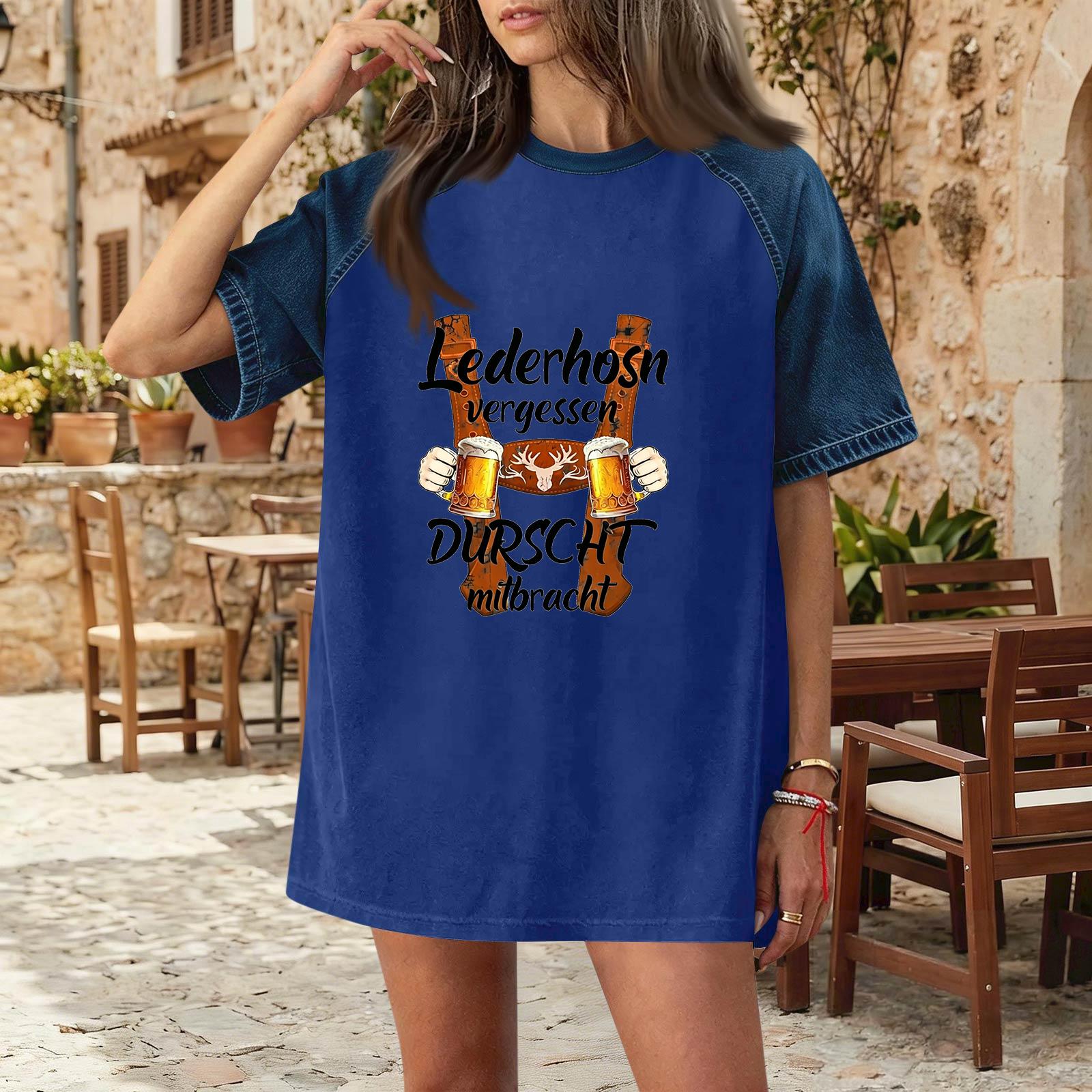 Casual Women Denim Patchwork Oktoberfest Graphic T Shirt Short Sleeve Comfortable Loose Fit Top for Everyday Wear L синий
Casual Women Denim Patchwork Oktoberfest Graphic T Shirt Short Sleeve Comfortable Loose Fit Top for Everyday Wear L синий