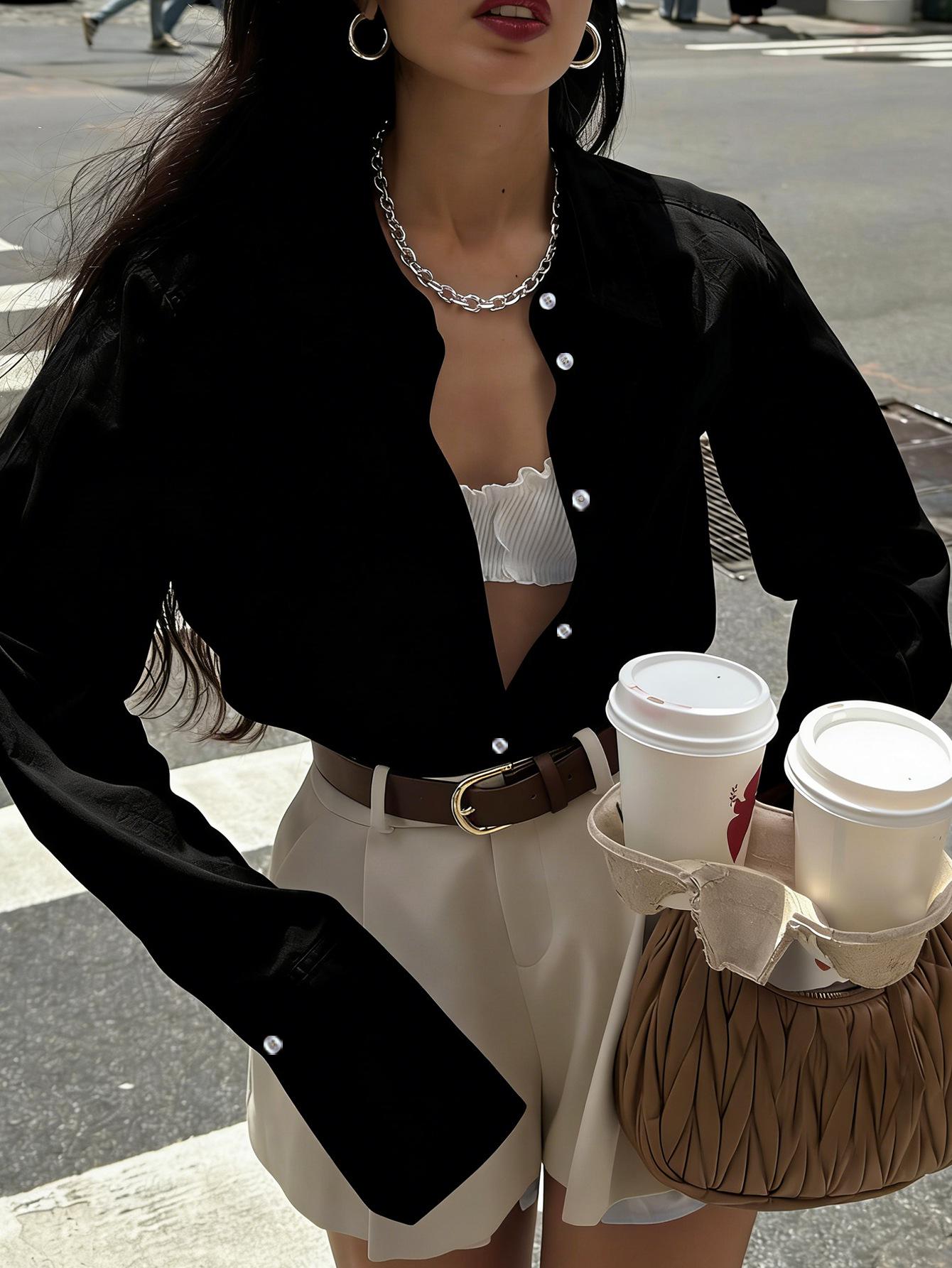 2026 Spring/Summer Women s Blue Long Sleeve Loose Cardigan Top Small чорний
2026 Spring/Summer Women s Blue Long Sleeve Loose Cardigan Top Small чорний