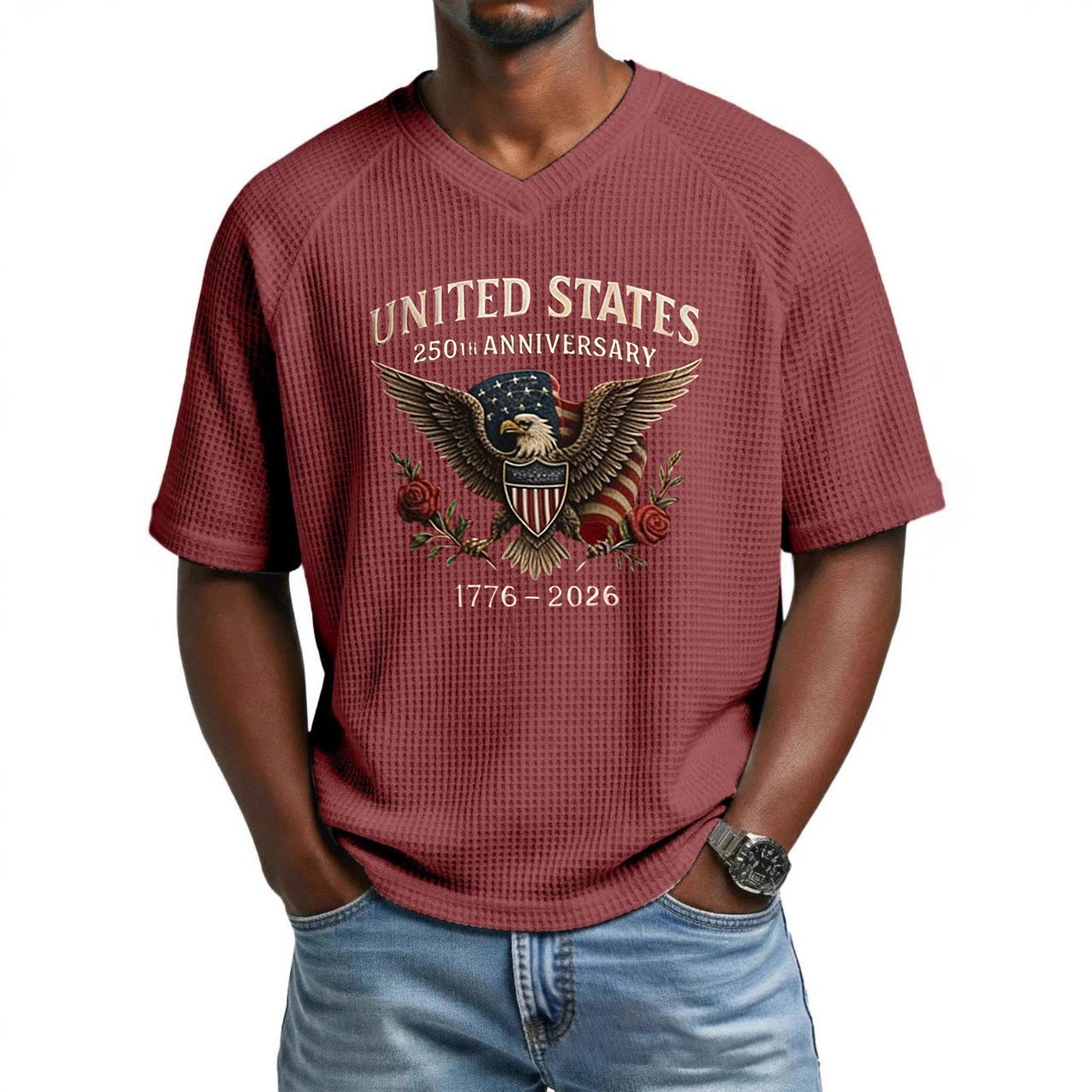Men s Loose Fit Casual Short Sleeve Top V Neck Waffle Knit Fabric Graphic Print United States Eagle Design Summer Shirt L
Men s Loose Fit Casual Short Sleeve Top V Neck Waffle Knit Fabric Graphic Print United States Eagle Design Summer Shirt L