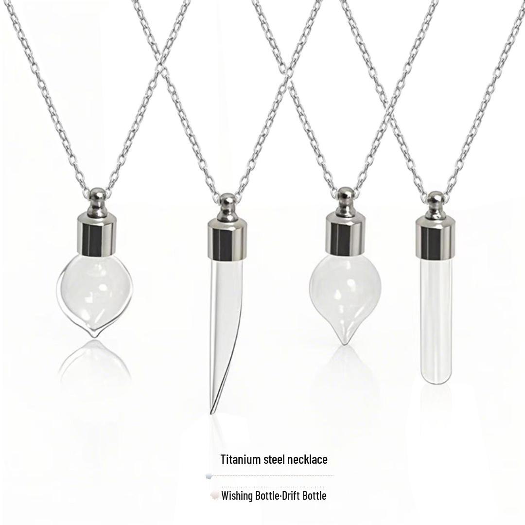 Mini Titanium Steel Necklace with Twist-Open Wishing Bottle Pendant for Fetal Hair and Cinnabar Storage
Mini Titanium Steel Necklace with Twist-Open Wishing Bottle Pendant for Fetal Hair and Cinnabar Storage