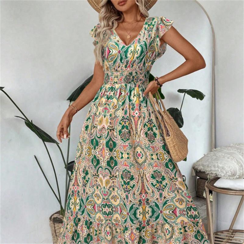 Long Printed Dress Women A line Ruffled Waist Depth V Spring Summer S-XL XL зелений
Long Printed Dress Women A line Ruffled Waist Depth V Spring Summer S-XL XL зелений