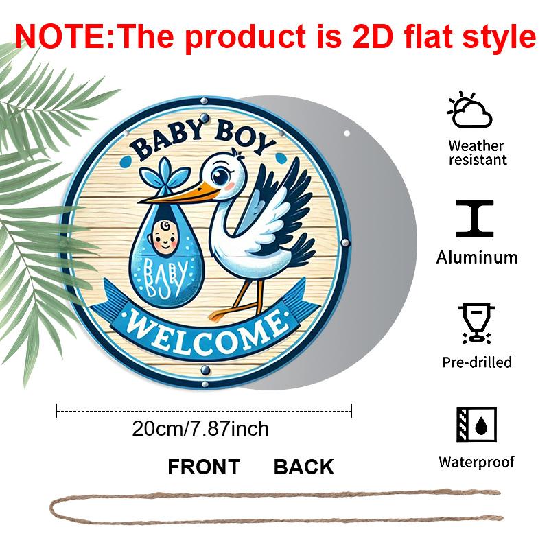 2D Flat 1pc, 8x8 in, Baby Boy Welcome Sign - Vintage Aluminum Metal Wall Decor with Baby Boy & Welcome Text, Baby Footprints & Stork Design 1pc
2D Flat 1pc, 8x8 in, Baby Boy Welcome Sign - Vintage Aluminum Metal Wall Decor with Baby Boy & Welcome Text, Baby Footprints & Stork Design 1pc