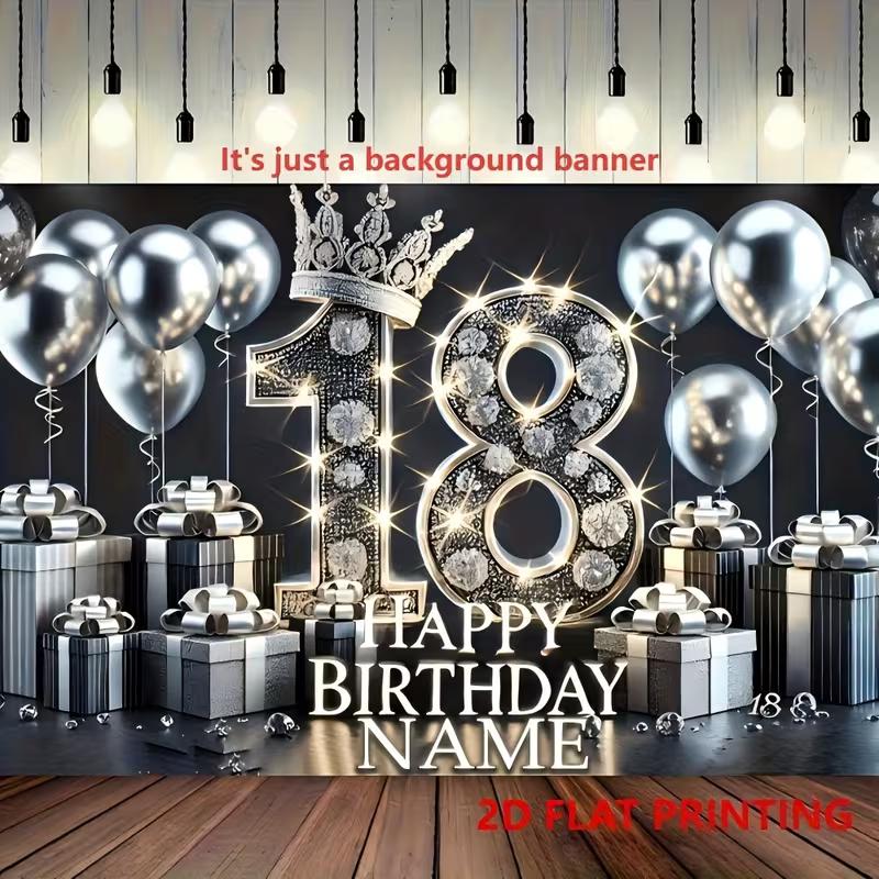 18th Birthday Backdrop, Silver Black Background Cloth, Party Decor 47.2x31.5inch/120*80cm
18th Birthday Backdrop, Silver Black Background Cloth, Party Decor 47.2x31.5inch/120*80cm