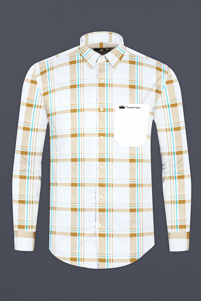 Bright White with Alpine Brown Plaid Premium Cotton Designer Shirt 46
Bright White with Alpine Brown Plaid Premium Cotton Designer Shirt 46