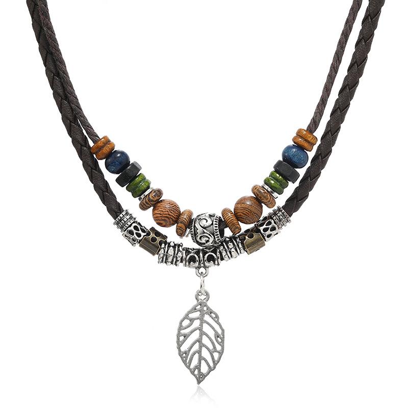 Stacked Artificial Leather Rope Beaded Necklace Men Vintage Layered Tribal Leaf Pendant Necklace For Men Jewelry
Stacked Artificial Leather Rope Beaded Necklace Men Vintage Layered Tribal Leaf Pendant Necklace For Men Jewelry