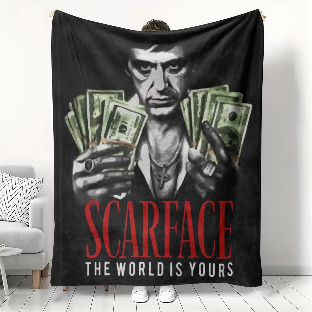 Scarface Tony Montana Flannel Blanket, The World Is Yours Gangster Movie Throw, Soft Cozy for Classic Film Fan Home Decor 75x90cm
Scarface Tony Montana Flannel Blanket, The World Is Yours Gangster Movie Throw, Soft Cozy for Classic Film Fan Home Decor 75x90cm