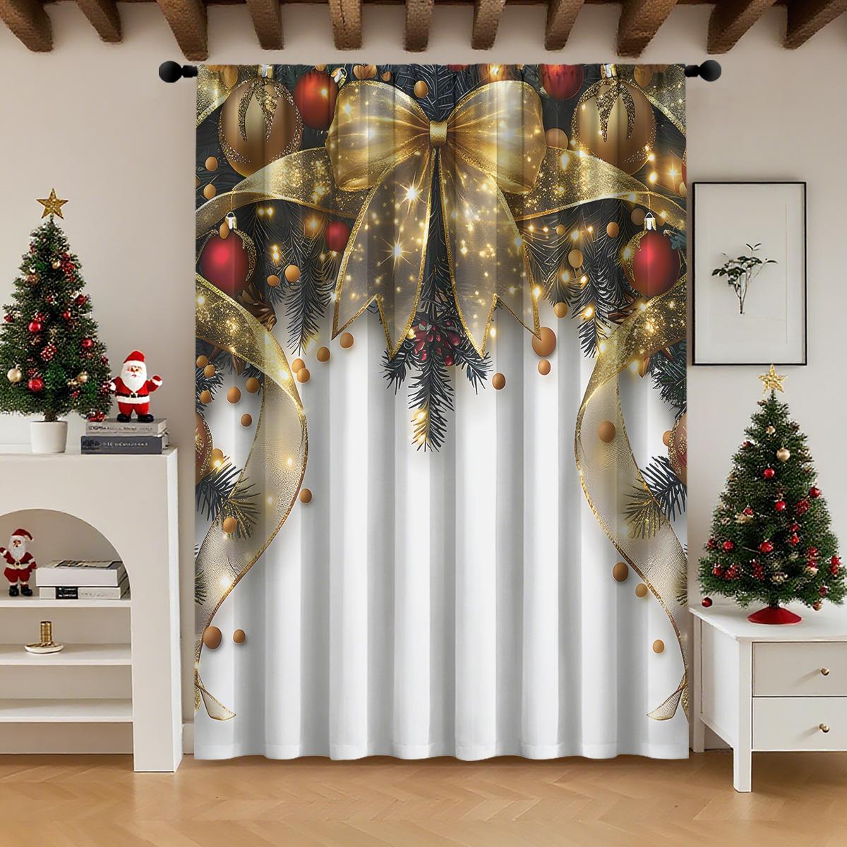 Single Panel Gold Transparent Bow Christmas Decorative Curtain Polyester Design Natural Inspiration Art Holiday Decoration Living Room Bedroom W100*H70(CM)-Grommet top&1PCS
Single Panel Gold Transparent Bow Christmas Decorative Curtain Polyester Design Natural Inspiration Art Holiday Decoration Living Room Bedroom W100*H70(CM)-Grommet top&1PCS