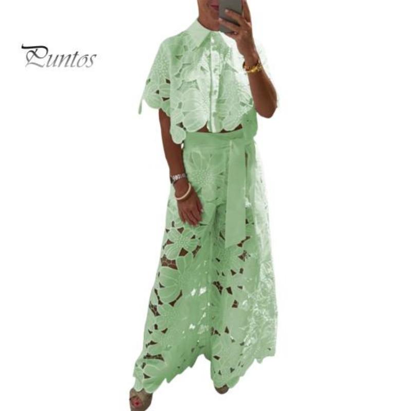 Pcs/Set Women Top Pants Suit Hollow Out Flower Applique Turn-down Collar Button-down Short Blouse Wide Leg Trousers Set XXXL зелений
Pcs/Set Women Top Pants Suit Hollow Out Flower Applique Turn-down Collar Button-down Short Blouse Wide Leg Trousers Set XXXL зелений