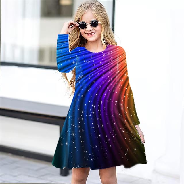 Girl Casual 3D Rainbow Lines Print Round Neck Long Sleeve Dress Kid Princess Dress 180 жовтий
Girl Casual 3D Rainbow Lines Print Round Neck Long Sleeve Dress Kid Princess Dress 180 жовтий