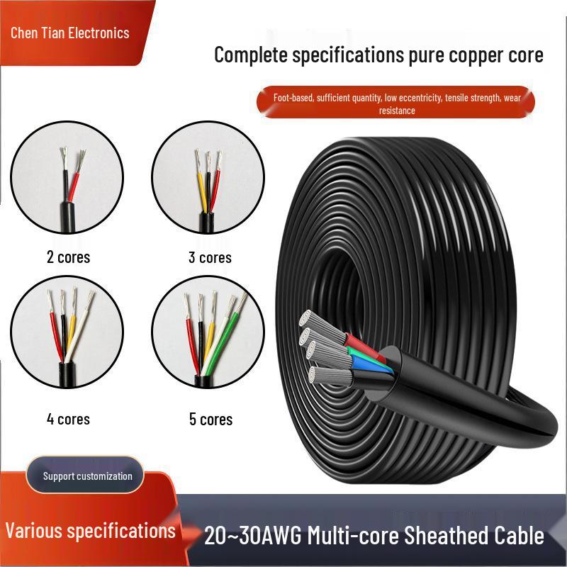 Багатожильний кабель UL 2464, 2-8 жил, луджена мідна жила, 12-30 AWG, для силової проводки 28AWG/6-core
Багатожильний кабель UL 2464, 2-8 жил, луджена мідна жила, 12-30 AWG, для силової проводки 28AWG/6-core