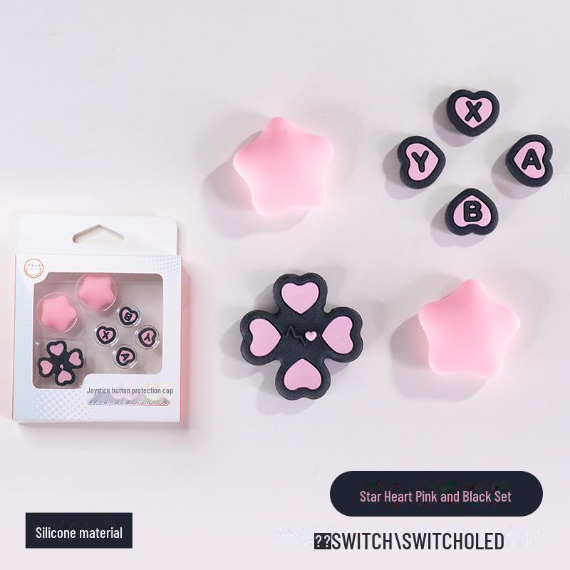 Силиконовые колпачки для кнопок и джойстиков Nintendo Switch/OLED - набор аксессуаров Love star heart розовый/чёрный
Силиконовые колпачки для кнопок и джойстиков Nintendo Switch/OLED - набор аксессуаров Love star heart розовый/чёрный
