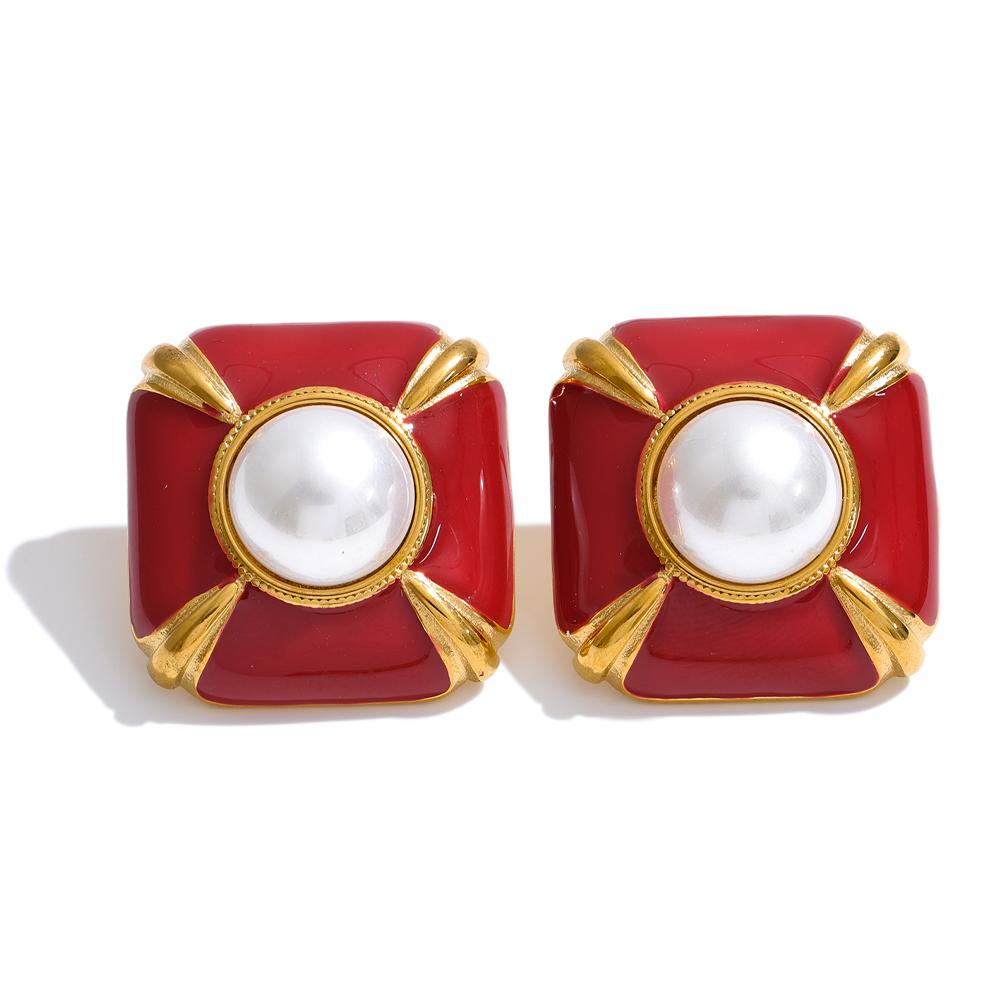 Yhpup Multi-Color Enamel Simulated Pearls Square Stud Earrings Stainless Steel Daily Wear Fashion Spring Jewelry Waterproof Gift
Yhpup Multi-Color Enamel Simulated Pearls Square Stud Earrings Stainless Steel Daily Wear Fashion Spring Jewelry Waterproof Gift