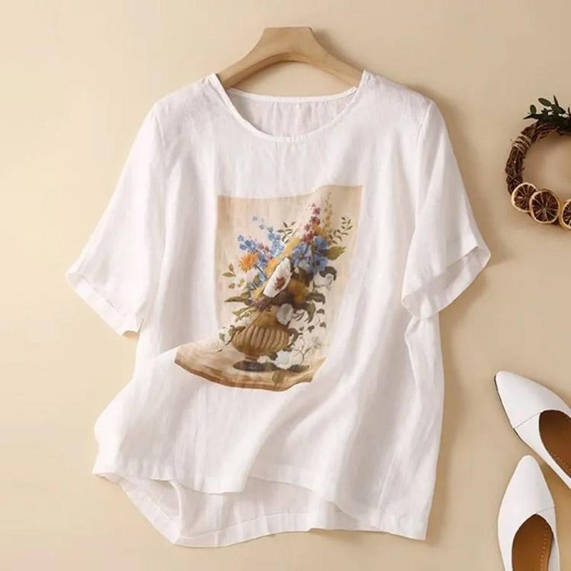 Хлопковая футболка с коротким рукавом женская летняя винтажная с принтом с круглым вырезом свободная тонкая повседневная конопляная блузка XXXL белый
Хлопковая футболка с коротким рукавом женская летняя винтажная с принтом с круглым вырезом свободная тонкая повседневная конопляная блузка XXXL белый