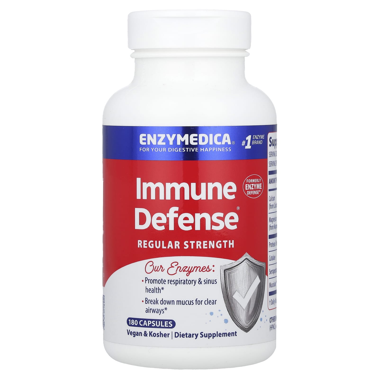 Enzymedica, Immune Defense®, Regular Strength, 180 Capsules
Enzymedica, Immune Defense®, Regular Strength, 180 Capsules