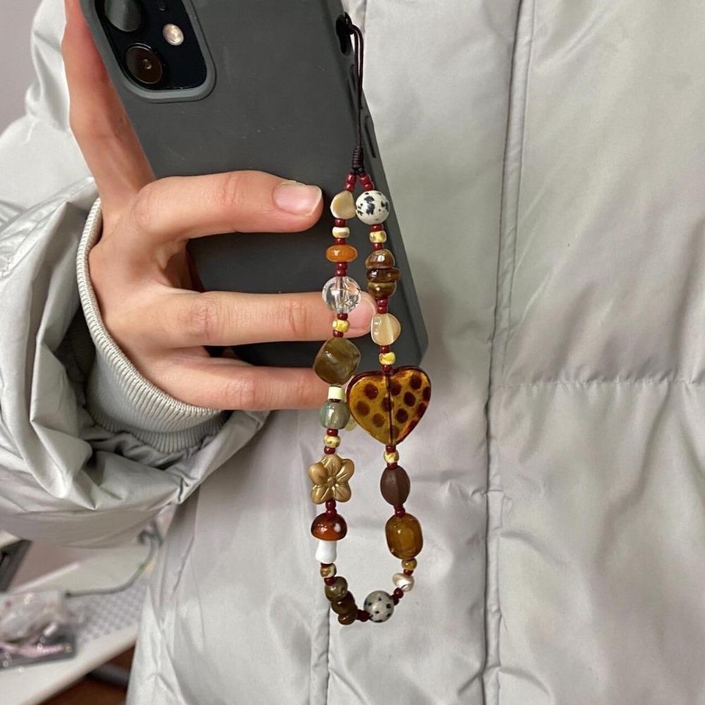 Retro Phone Chain Rope Leopard Heart Beaded Bracelet Keychain Wrist Lanyard Strap For Girl Woman B
Retro Phone Chain Rope Leopard Heart Beaded Bracelet Keychain Wrist Lanyard Strap For Girl Woman B