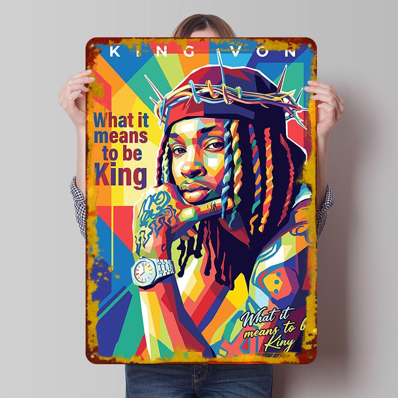King Von Colorful Portrait Tin Plaque Poster Customized Wall Art Retro Vintage Metal Signs for Man Cave Wand Deko Office Decor 7.9x11.8In(20x30cm)
King Von Colorful Portrait Tin Plaque Poster Customized Wall Art Retro Vintage Metal Signs for Man Cave Wand Deko Office Decor 7.9x11.8In(20x30cm)