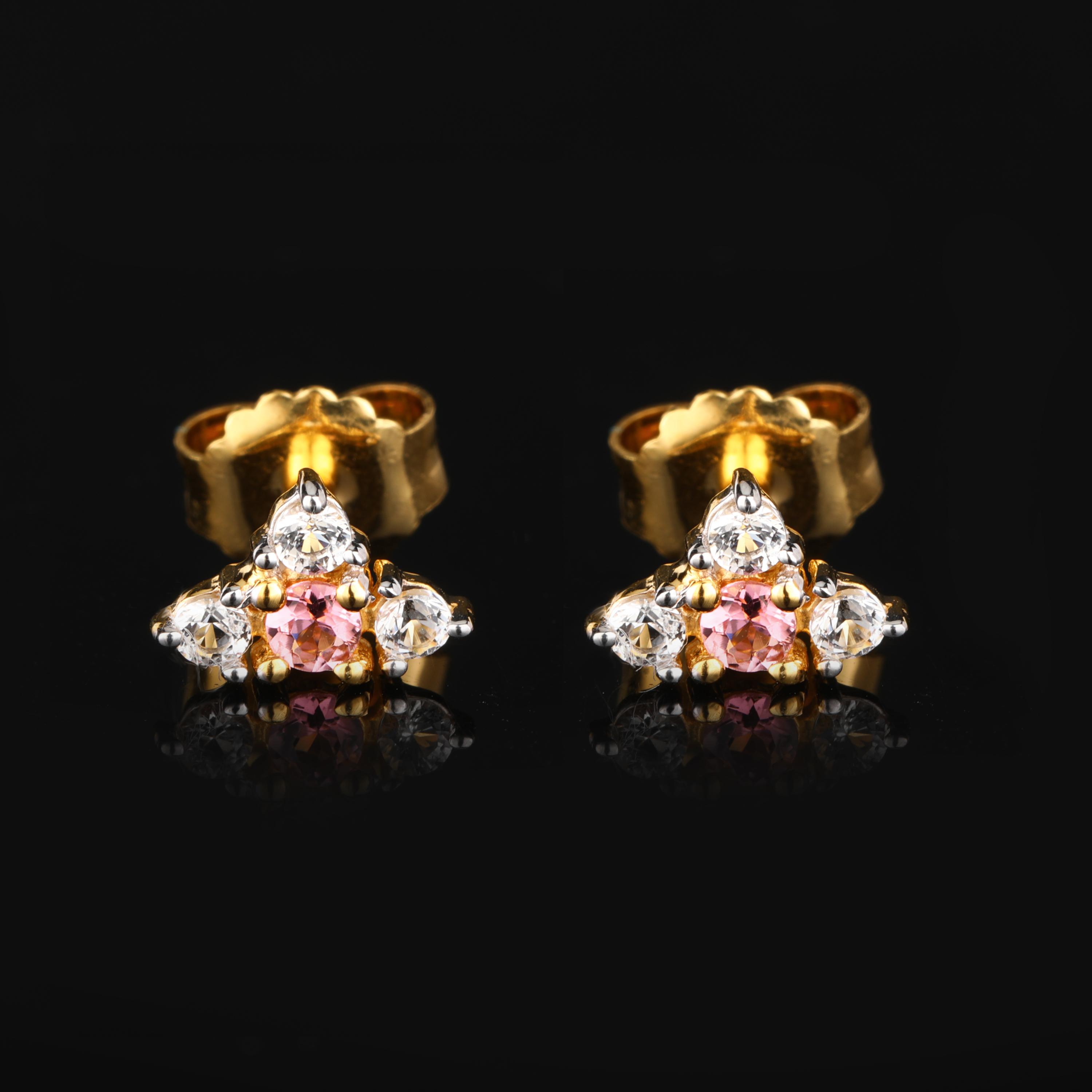 925 Sterling Silver Yellow Gold Plated Earrings Pink Tourmaline 2.5mm with White Topaz 2mm Elegant Women Jewelry золотий
925 Sterling Silver Yellow Gold Plated Earrings Pink Tourmaline 2.5mm with White Topaz 2mm Elegant Women Jewelry золотий