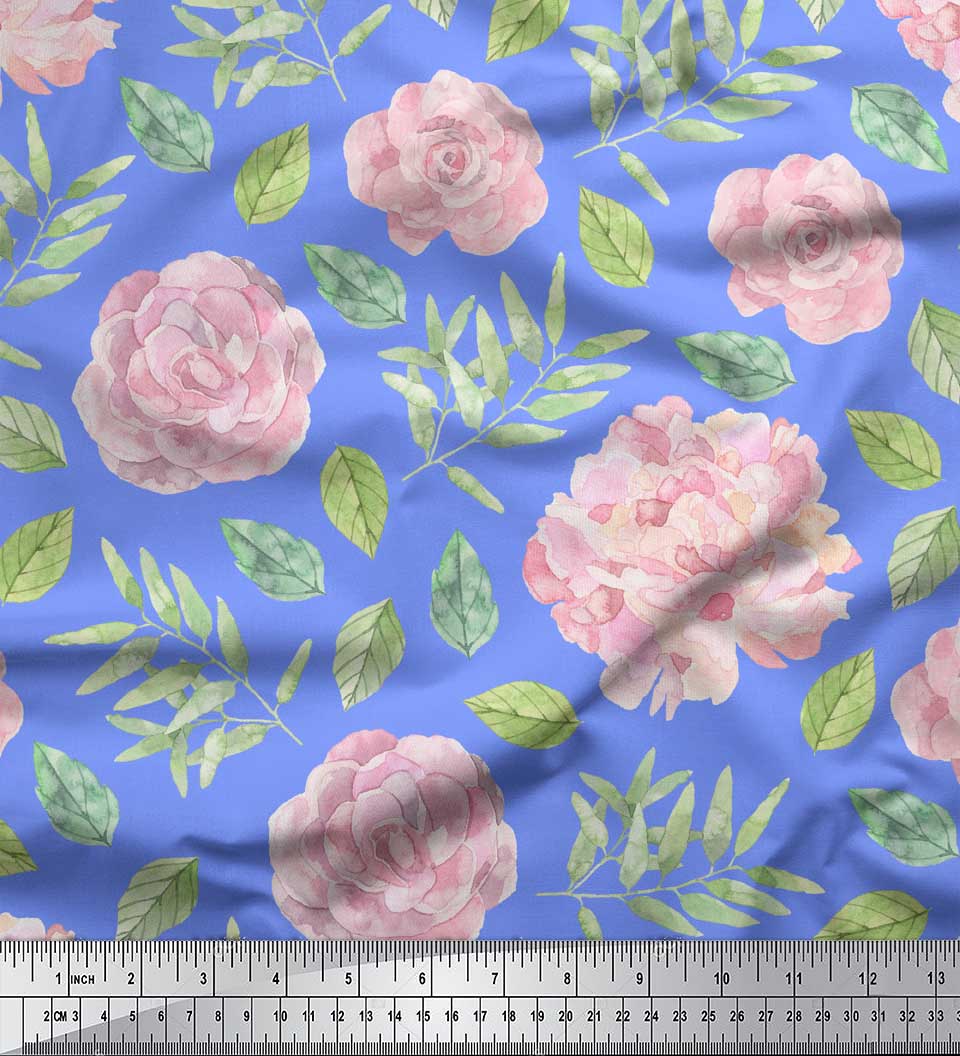 Soimoi Blue Japan Crepe Satin Fabric Pecan Leaves & Camellia Japonica Floral Print Fabric by the metre 42 Inch 42 Inch Wide - Poly Crepe синій
Soimoi Blue Japan Crepe Satin Fabric Pecan Leaves & Camellia Japonica Floral Print Fabric by the metre 42 Inch 42 Inch Wide - Poly Crepe синій