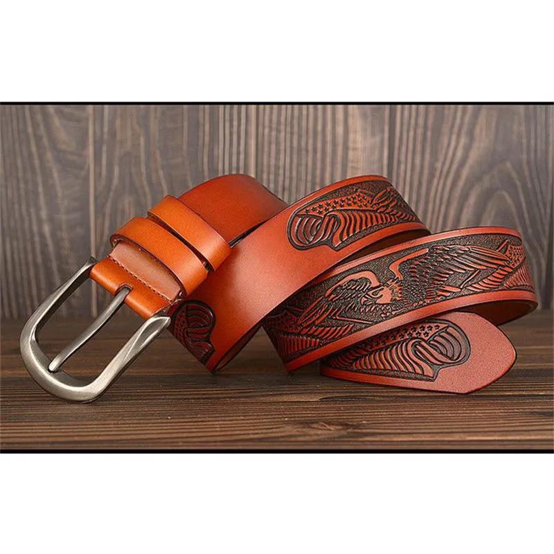 Мужской Новый Ремень из Натуральной Коровьей Кожи, Ремень из Коровьей Кожи с Резьбой в виде Орла, Личность, Повседневный, С Пряжкой-Шпеньком, Повседневный Ремень для Брюк, Мужской 110cm
Мужской Новый Ремень из Натуральной Коровьей Кожи, Ремень из Коровьей Кожи с Резьбой в виде Орла, Личность, Повседневный, С Пряжкой-Шпеньком, Повседневный Ремень для Брюк, Мужской 110cm