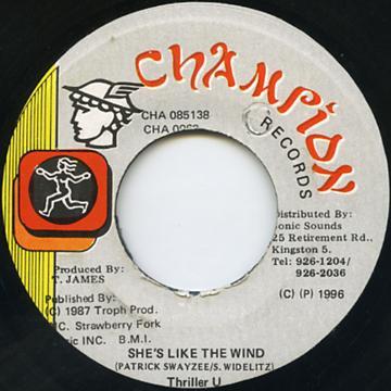 7inch Record THRILLER U Shes Like The Wind NONE Champion Record 1996 Jamaica Reggae Ska Dub Used
7inch Record THRILLER U Shes Like The Wind NONE Champion Record 1996 Jamaica Reggae Ska Dub Used