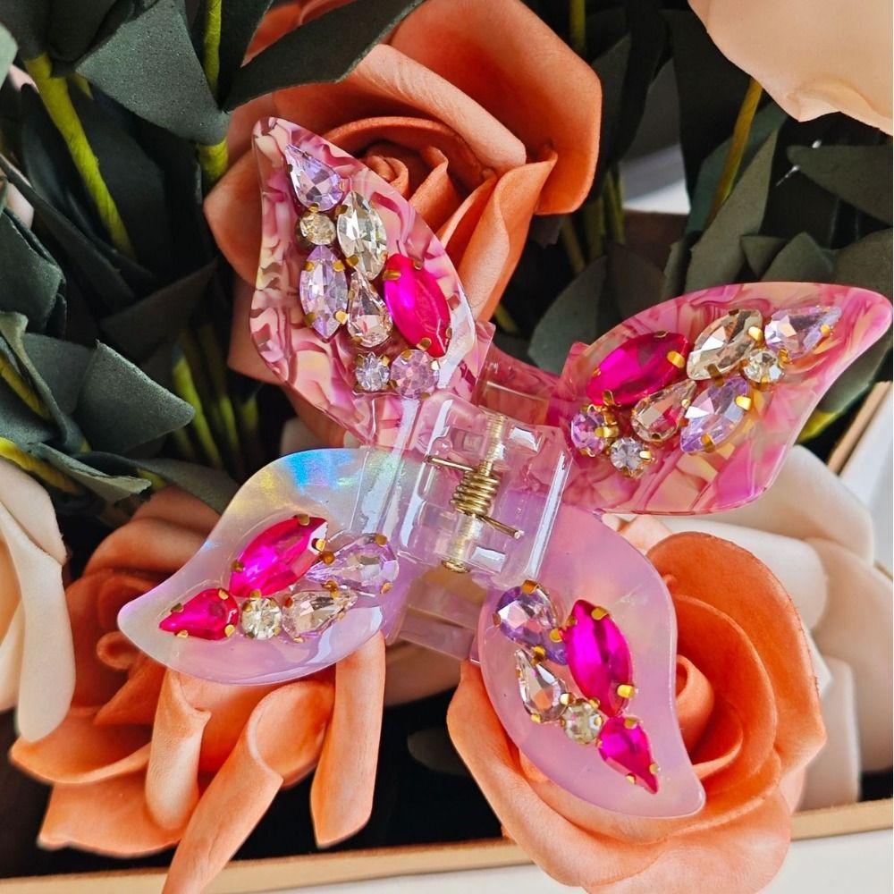 Crystal Butterfly Hair Claw Hairpin Acetic Acid Shark Clip Cute Acetic Rhinestone Hair Clip Female рожевий
Crystal Butterfly Hair Claw Hairpin Acetic Acid Shark Clip Cute Acetic Rhinestone Hair Clip Female рожевий