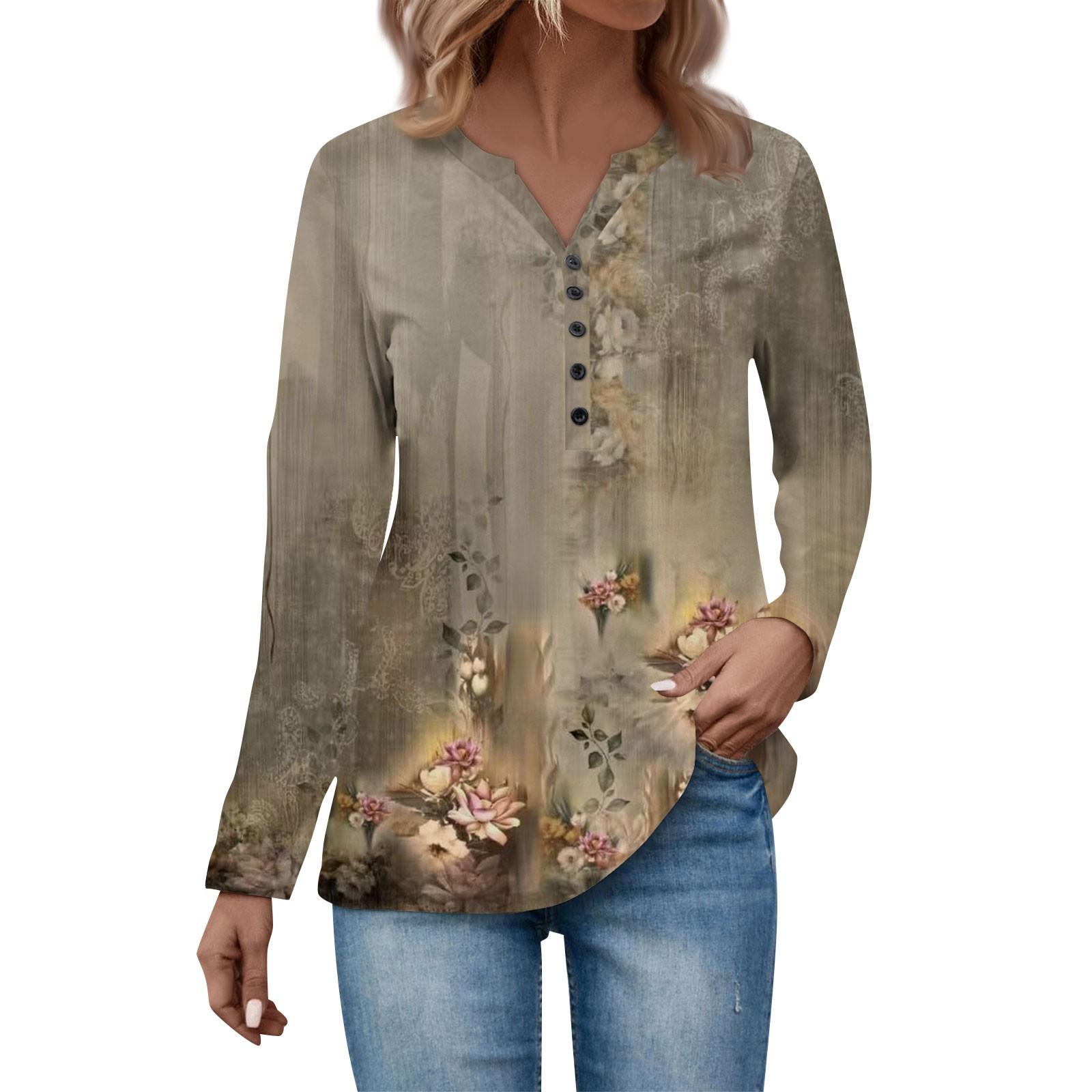 Women s V Neck Button Long Sleeve T-Shirt Fashion Tops Print Women s Party Casual Tops L
Women s V Neck Button Long Sleeve T-Shirt Fashion Tops Print Women s Party Casual Tops L