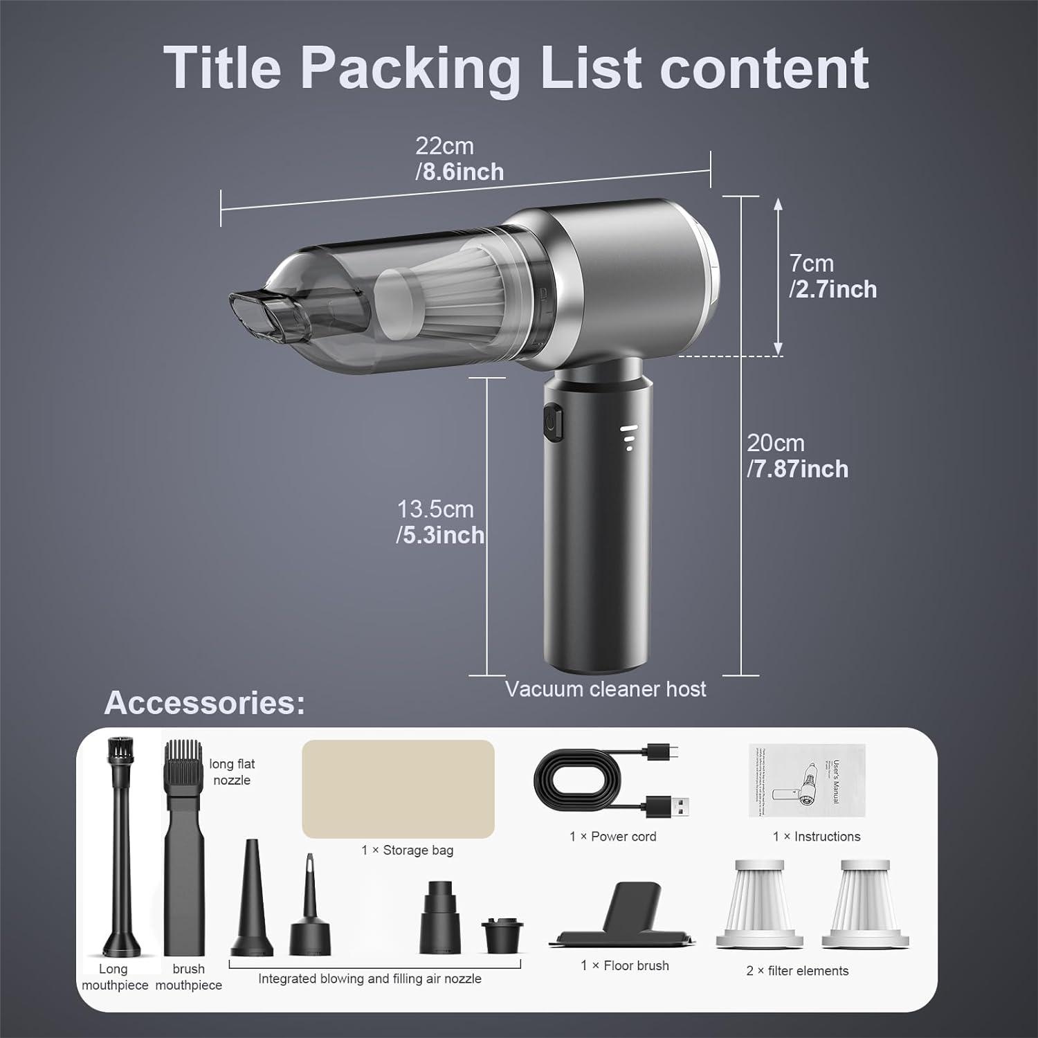Автомобильный пылесос, портативный беспроводной бесщеточный двигатель, моющий пылесос, портативный мощный пылесос для автомобиля, дома, офиса, дома серый
Автомобильный пылесос, портативный беспроводной бесщеточный двигатель, моющий пылесос, портативный мощный пылесос для автомобиля, дома, офиса, дома серый