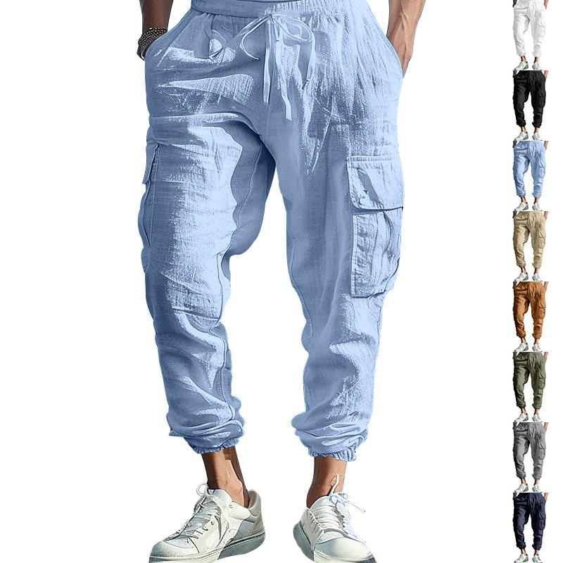 Autumn cotton and linen casual foot tie multi-pocket tether solid color loose large size drawstring trousers S белый
Autumn cotton and linen casual foot tie multi-pocket tether solid color loose large size drawstring trousers S белый